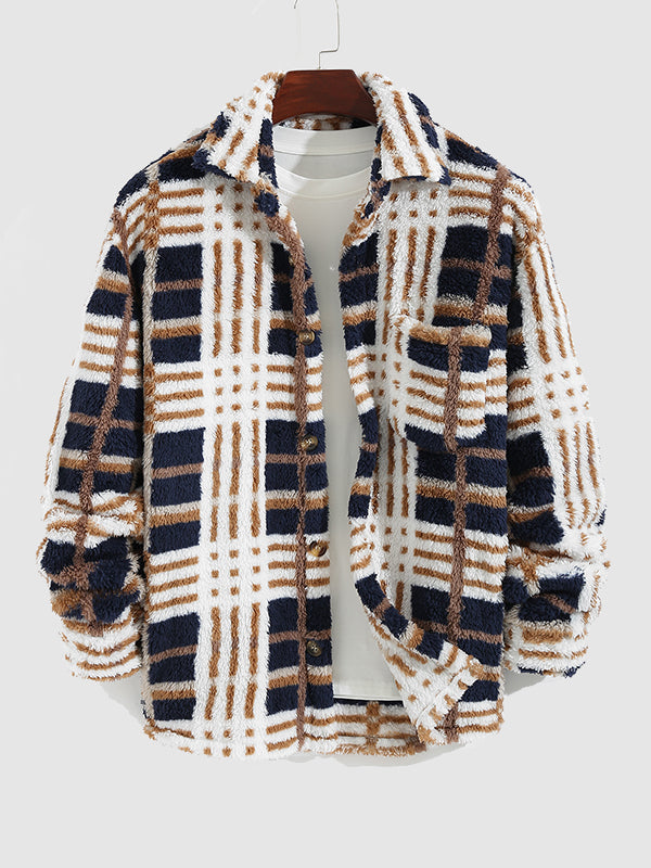 Manabu｜メンズ クラシック チェック フリース ラペル ジャケット