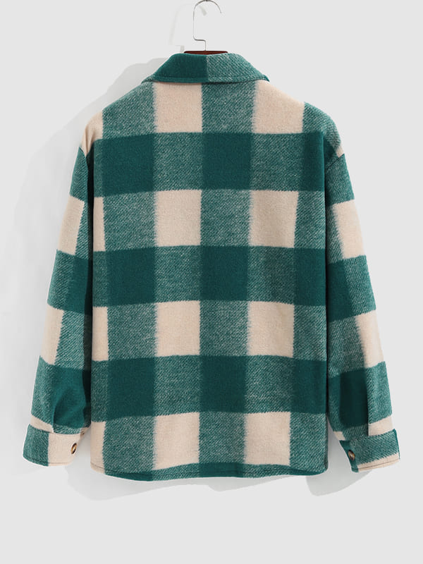 Keiji ｜メンズ チェック柄 ウール混 シャツジャケット