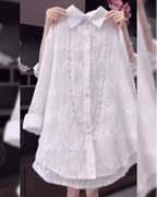 Meiko｜刺繍入り無地シャツ（ドロップショルダー）