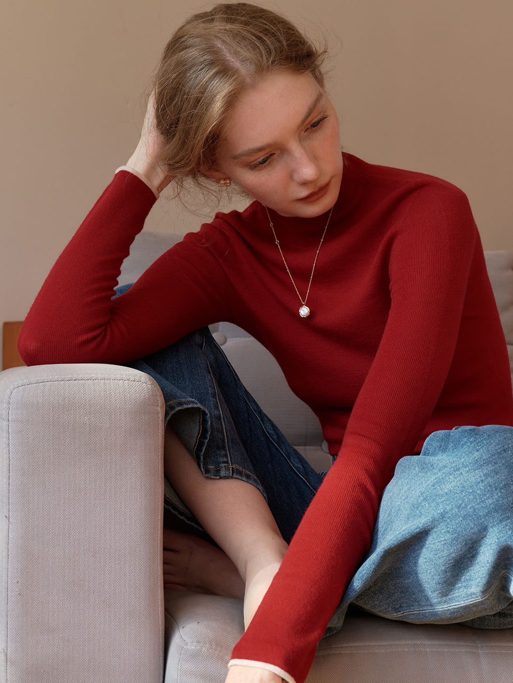 Miyuki｜スリムフィット ウール ハーフタートルネック セーター