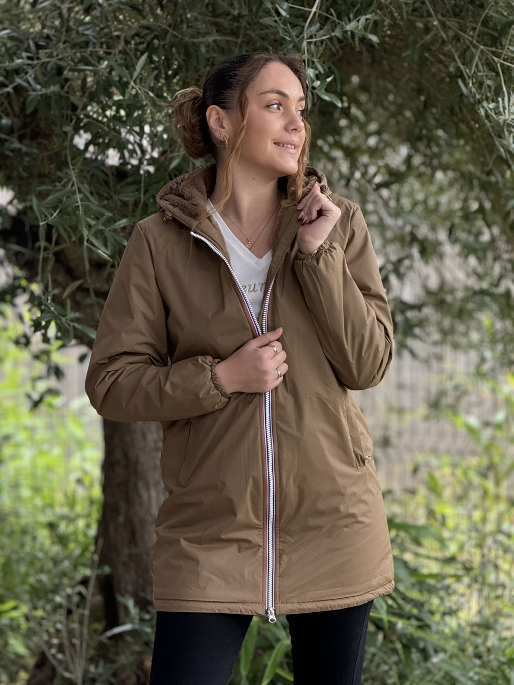 Megumi｜キャメルジップアップバイカージャケット