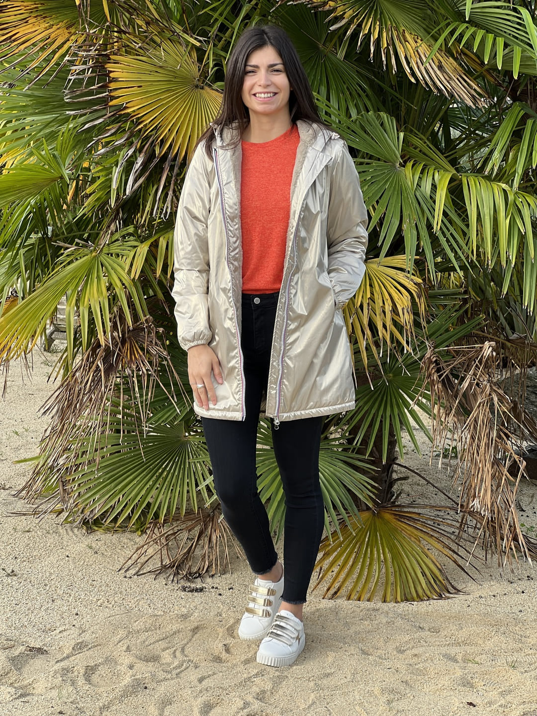 Megumi｜キャメルジップアップバイカージャケット