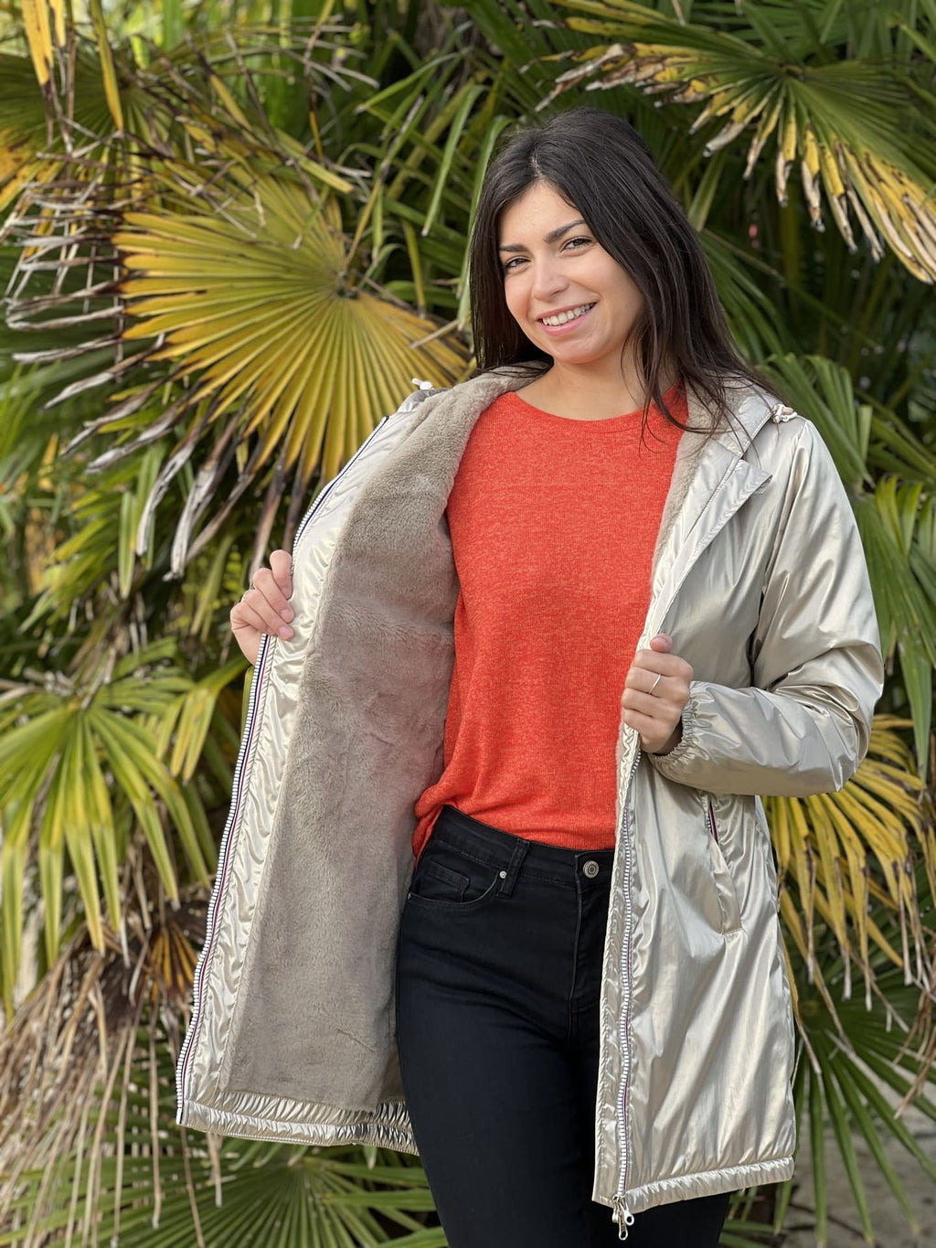 Megumi｜キャメルジップアップバイカージャケット