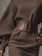 Miyane | 構造的なベルト付きミニニットドレス