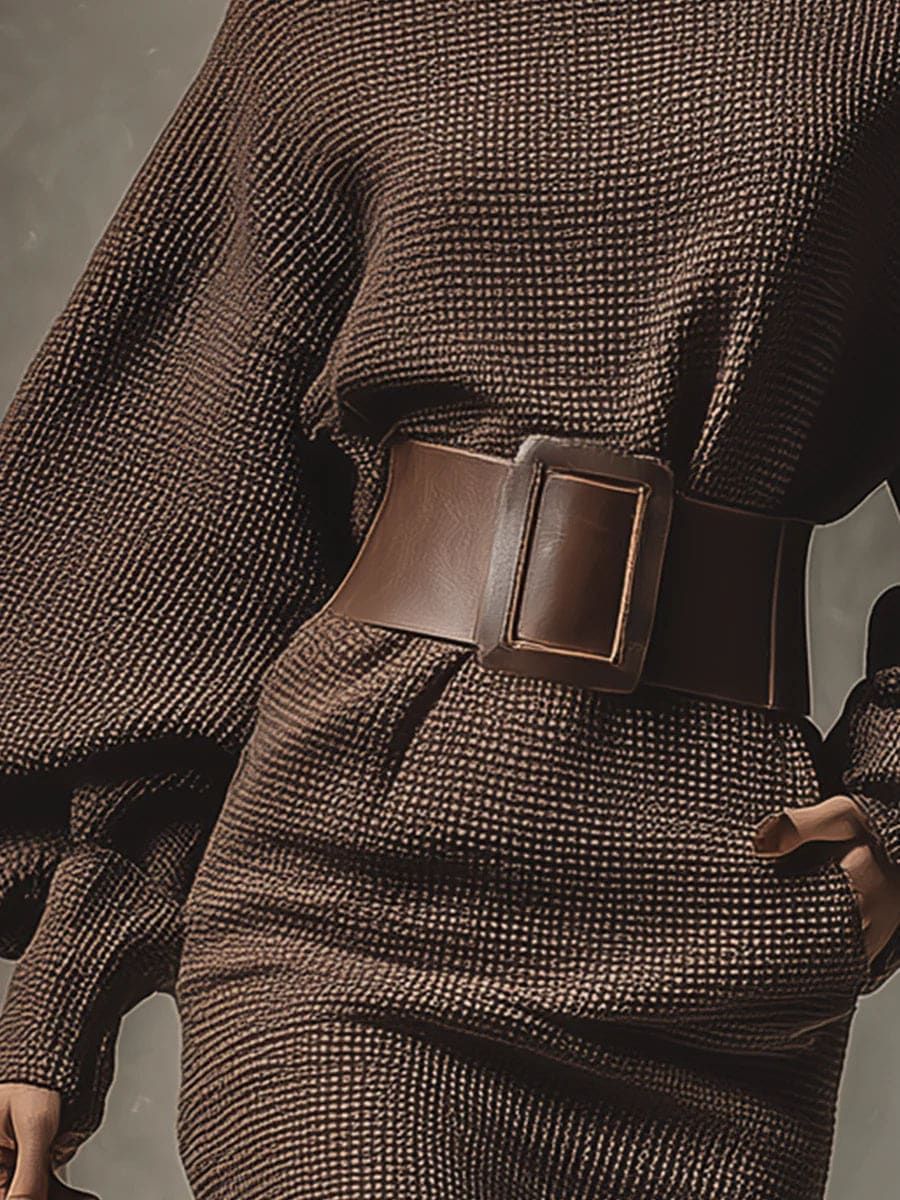 Miyane | 構造的なベルト付きミニニットドレス