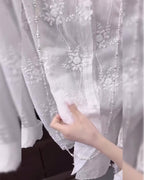 Meiko｜刺繍入り無地シャツ（ドロップショルダー）