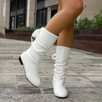 Chinami | おしゃれな女性用厚底レースアップブーツ（ふくらはぎ丈）