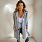 Fuyuko | ボタン付きカジュアルフーディジャケット